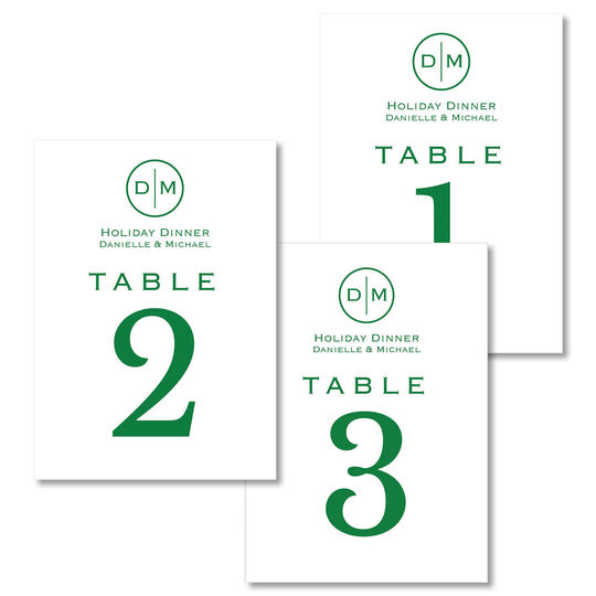 Circle Initials Table Number Cards
